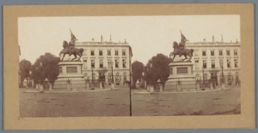 View of the statue of Godfrey of Bouillon on the Royal Square in Brussels