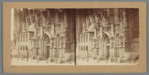 View of a side portal of the Cathedral of St. Michael and St. Gudula in Brussels