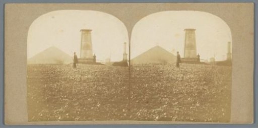 View of the three monuments of Waterloo