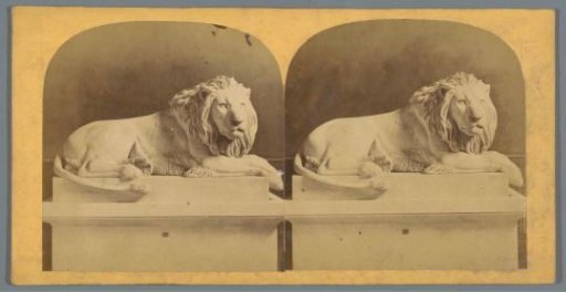 Sculpture of a recumbent lion by Bertel Thorvaldsen