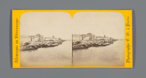 View of a harbour and a quay in Pest, Budapest