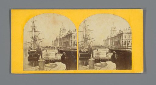 View of the north quay of the Liffey in Dublin and the Custom House