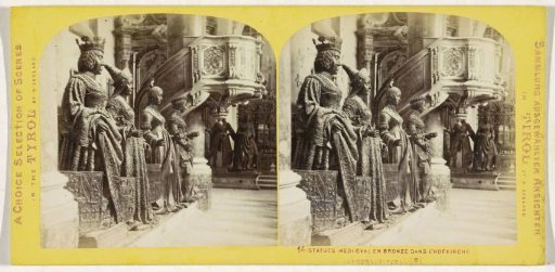Four bronze statues next to the pulpit in the Hofkirche, Innsbruck
