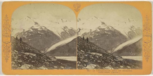 View from the Kreuzspitze of the Schalfkogel and the adjacent glacier, on the side of the Hochjoch, near Vent in the Ötztal