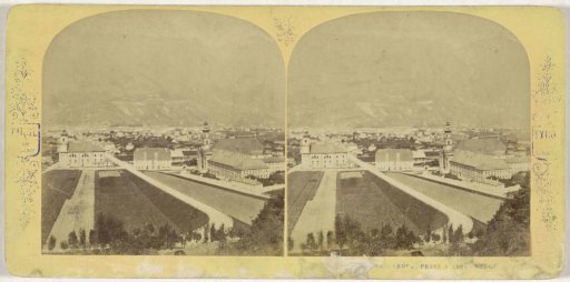 View of Innsbruck, seen from the Bergisel, with the abbey of Wilten on the right