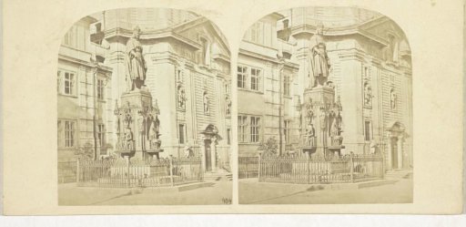 Monument for Emperor Charles IV in front of the Church of Francis of Assisi or the Kostel svatého Františka z Assisi, Prague
