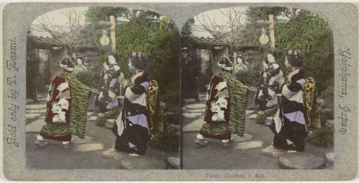 Japanese Girls Playing a Game in a Garden