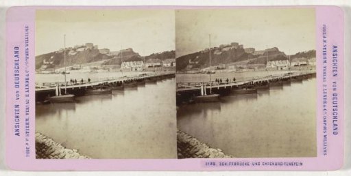 Ship Bridge at Koblenz, with Fort Ehrenbreitstein in the background