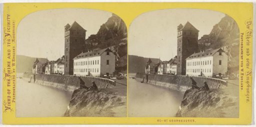 Medieval city tower along the Rhine in Sankt Goarshausen, Germany