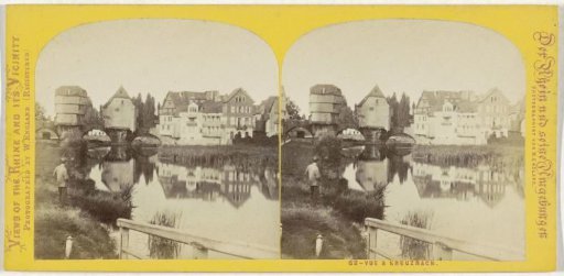 View of the medieval bridge in Bad Kreuznach, Germany