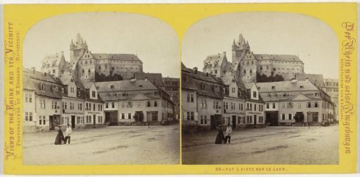 Square in Diez and the castle in the background, Germany