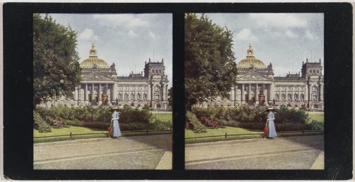 Woman standing in front of the Reichstag in Berlin