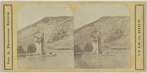 Mouse Tower and Ehrenfels Castle near Bingen and Rüdesheim, Germany