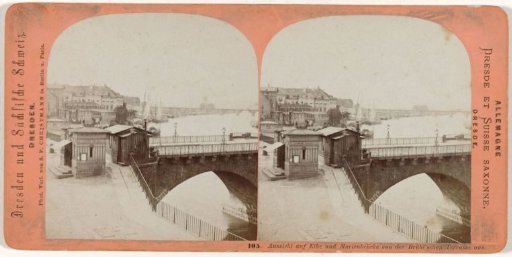 View of the Elbe and the Marienbrücke in Dresden, Germany