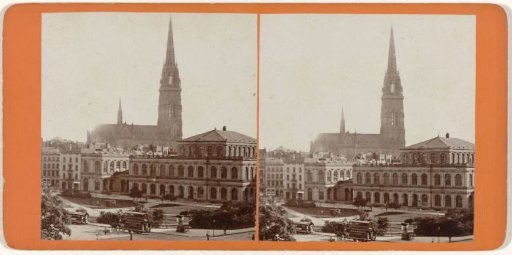 View of Hamburg with the Stock Exchange in the foreground and the Nikolaiturm behind it
