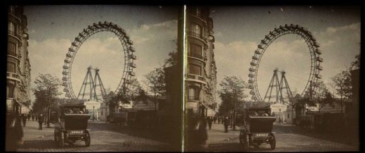 Fairground with a Ferris wheel