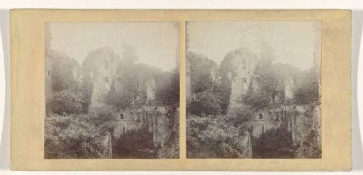 Overgrown ruin of Raglan Castle, Wales