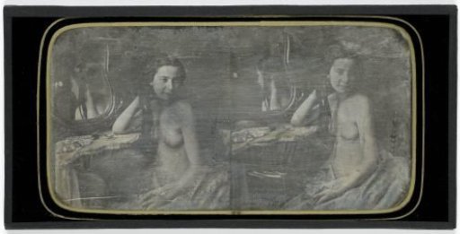 Nude Portrait of an Unknown Girl Before a Mirror