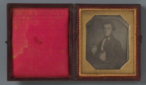 Photographic reproduction of a daguerreotype, a portrait of an unknown young man with a beard