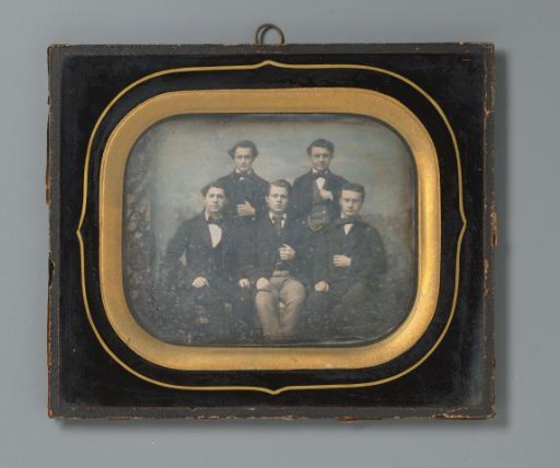 Portrait of five unknown young men