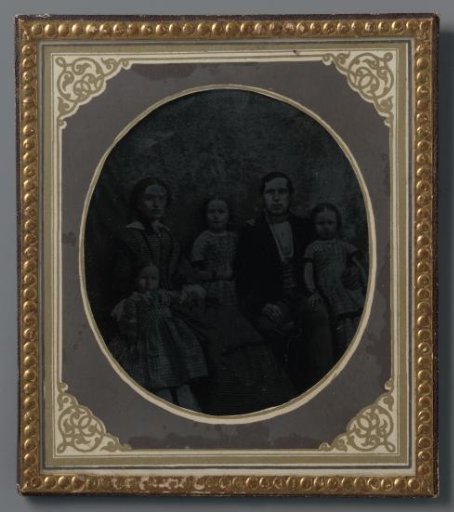 Group portrait of an unknown family with three children