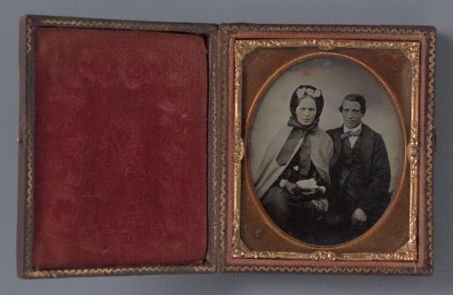 Portrait of an unknown woman and young man