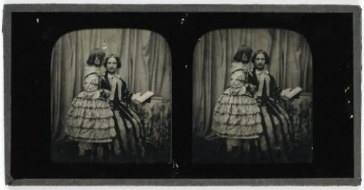 Double portrait of an unknown seated woman and an unknown standing girl