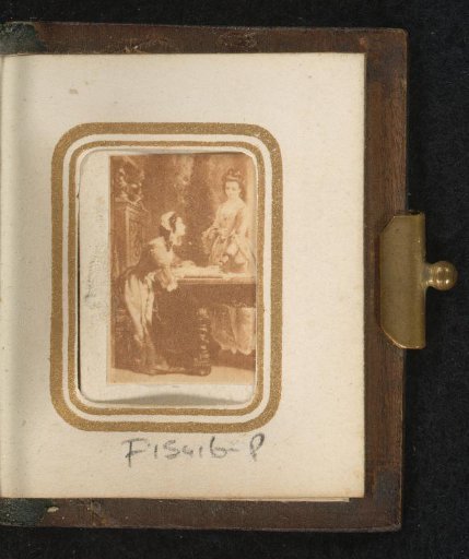 Photographic reproduction of two unknown women around a table