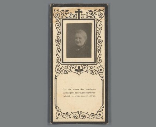 Portrait of Jacoba Maria Groenewegen on a prayer card