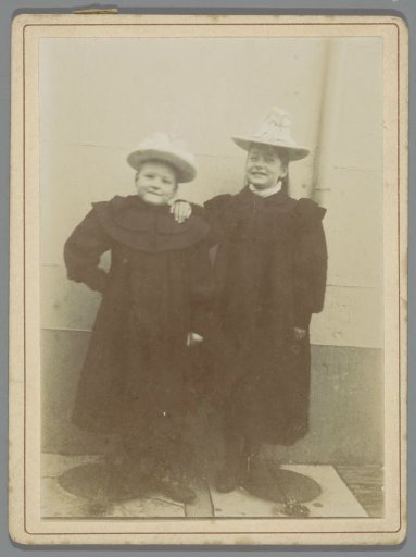 Portrait of Two Unknown Standing Girls