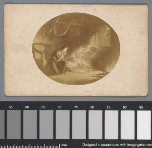 Photographic reproduction of a painting after the poem The Sick Child by J.J.L. ten Kate