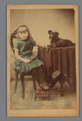 Portrait of an unknown girl with a dog