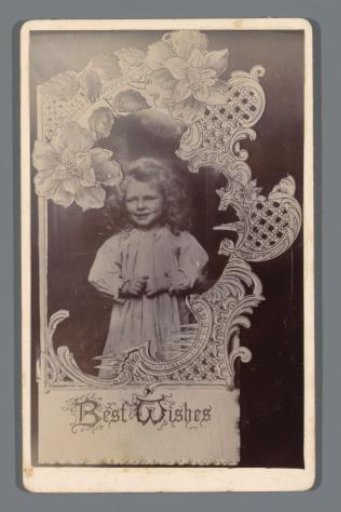 Christmas and New Year's card with portrait of an unknown girl
