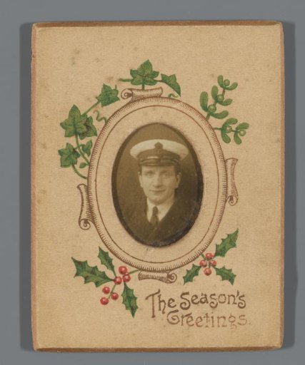 Christmas greeting with portrait of W.E. Lockwood of the H.M.S. Carron