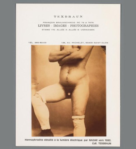 New Year's Greeting for 1979 with a photographic reproduction of a photograph of an intersex person by Félix Nadar