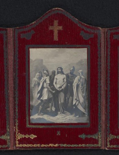 Photographic reproduction of a painting with the tenth Station of the Cross
