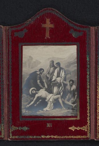 Photographic reproduction of a painting with the eleventh Station of the Cross