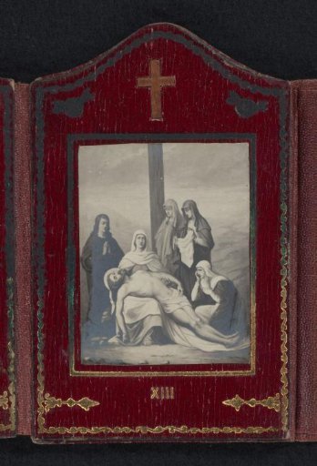 Photographic reproduction of a painting with the thirteenth Station of the Cross