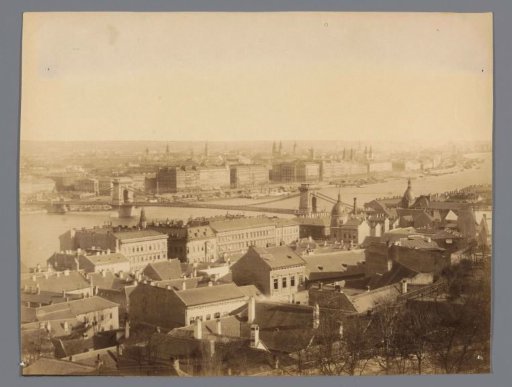 View of Pest from Buda, with the Chain Bridge over the Danube in the center