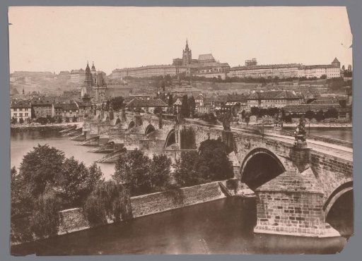 View of the Prague Castle on the Hradčany and the Charles Bridge over the Moldau
