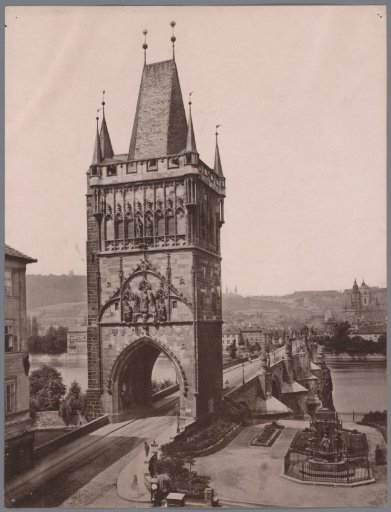 Tower with gate on the Charles Bridge in Prague