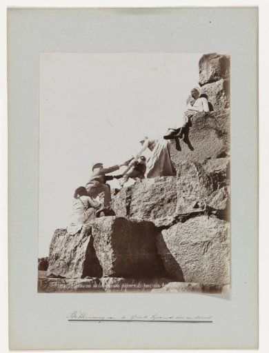 Ascent of the Great Pyramid by a tourist
