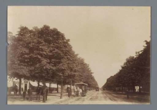 Avenue with horse-drawn trams in Brussels, Belgium