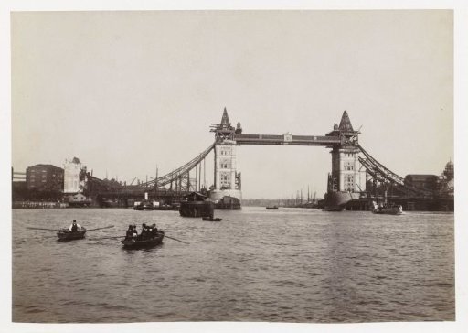 Tower Bridge under construction in London