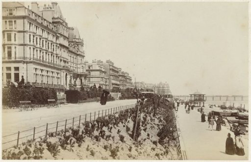 View of the boulevard in Eastbourne, with the Cavendish Hotel on the left