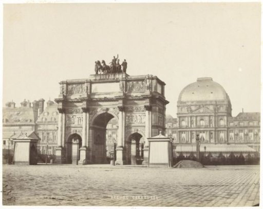 View of the Arc de Triomphe du Carrousel, with the Louvre in the background
