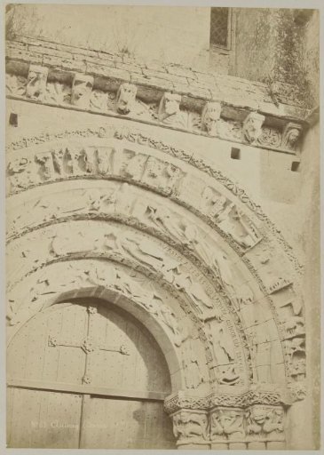 Sculptures above a portal of the Church of Saint-Pierre d'Aulnay