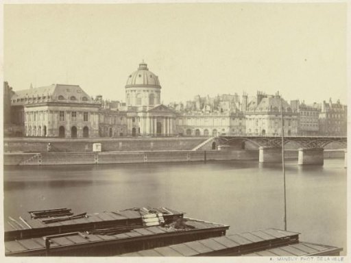 View of the Palais de l'Institut and the Pont des Arts over the Seine in Paris