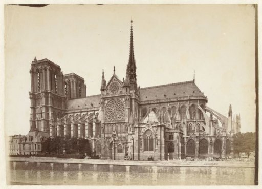 Side view of Notre-Dame in Paris