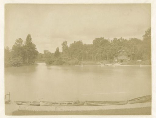 View of the Chalet des Iles on the Grand Lac in the Bois de Boulogne